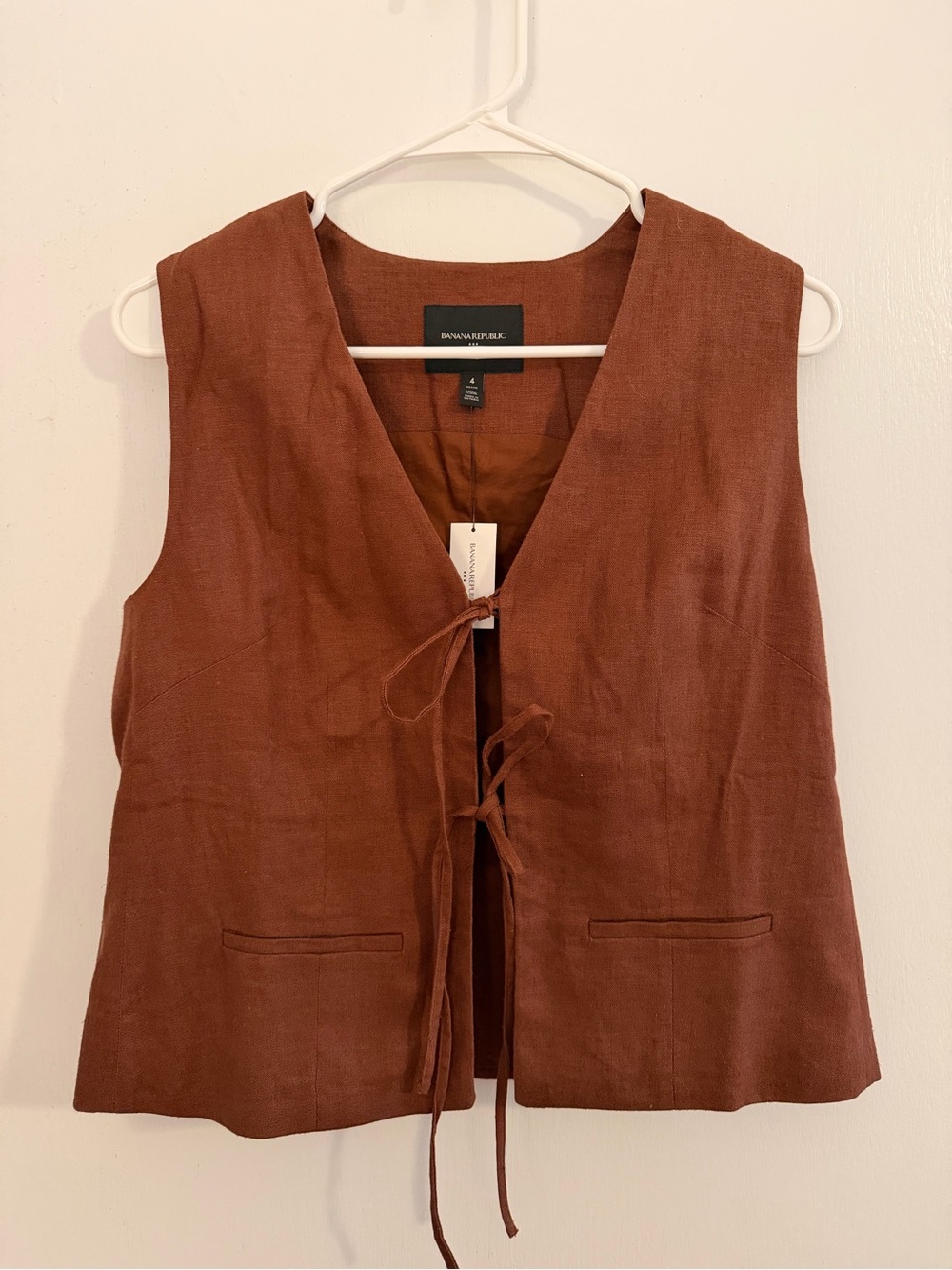 Banana Republic Rust Tie-Front Linen Vest